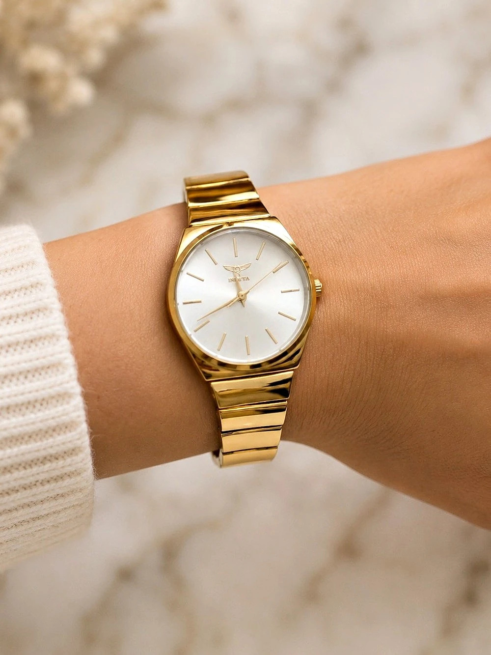 Invicta Women’s Gold-Tone Watch White Dial Stainless Steel Bracelet MSRP $199